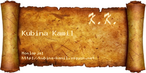 Kubina Kamil névjegykártya
